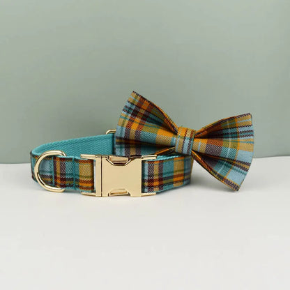 High Quality Custom Design Logo Cotton Pet Accessories Personalized Dog Collar Leashes Harness Bow Set
