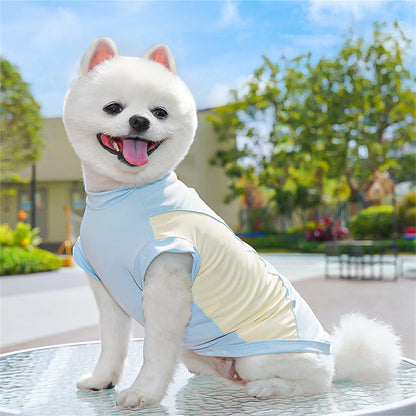 Breathable Cooling Dog T-Shirt with Ice Silk Material for Cats and Puppies - Lightweight and Soft Pet Tank Tops in Contrast