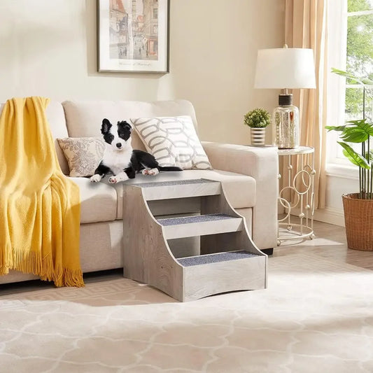 A Pet Bunk Bed with Removable Step for Dogs and Cats, Multi Level, Platform with Cushion