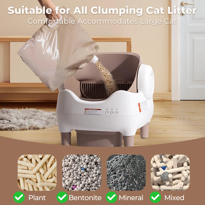 The Self-Cleaning Litter Box is an automatic, app-controlled solution designed for multiple cats. With an open-top design, large waste bin, and odor-free operation, it keeps your home clean and your cats comfortable with mini