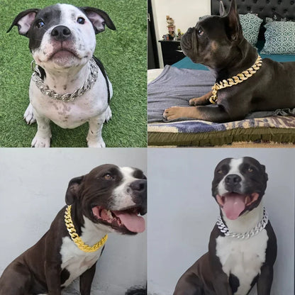 Plastic Dog Collar Chain Diamond Inlay Sparkle Bulldog Necklace