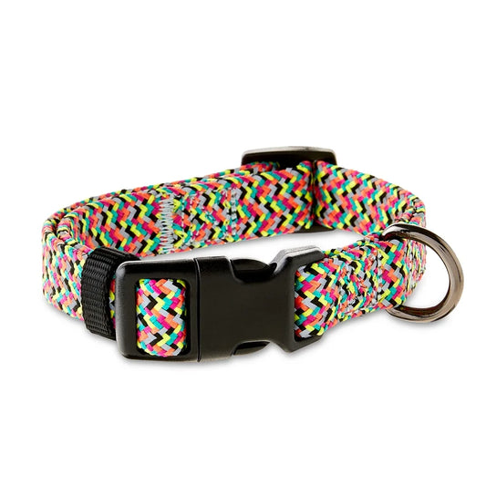 Reflective Adjustable Dog Collar Small Multi Color Chevron Pattern Easy Leash Attachment Safe Night Visibility Comfortable Fit