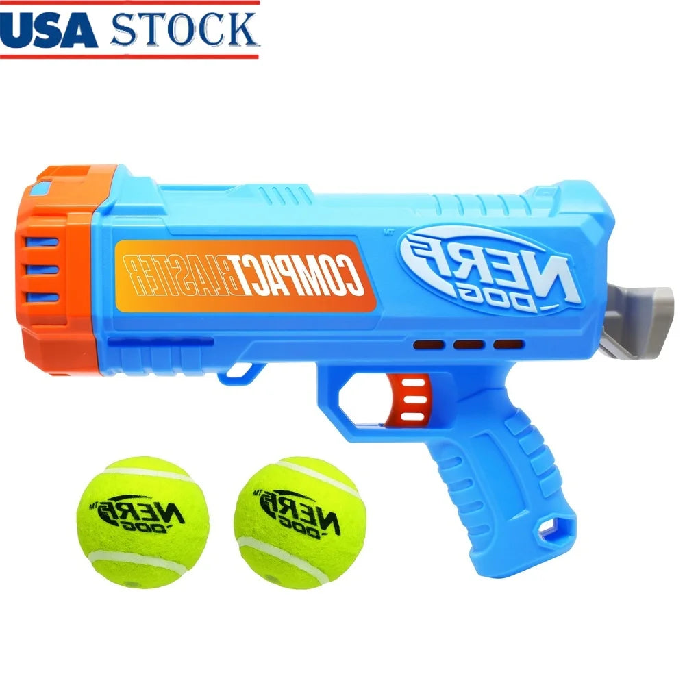 Compact Tennis Ball Launcher Dogs with 2 Balls Hands-Free Pickup Portable 40ft Distance Waterproof Easy Storage