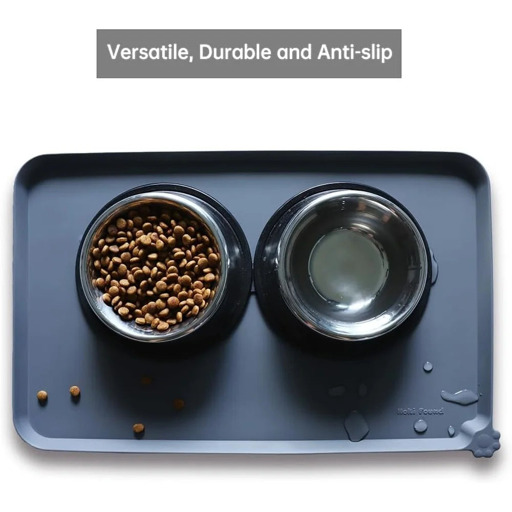 Waterproof Pet Feeding Mats Non-Slip High Lip Silicone Food Water Spill Proof Durable Easy Clean Travel Mat