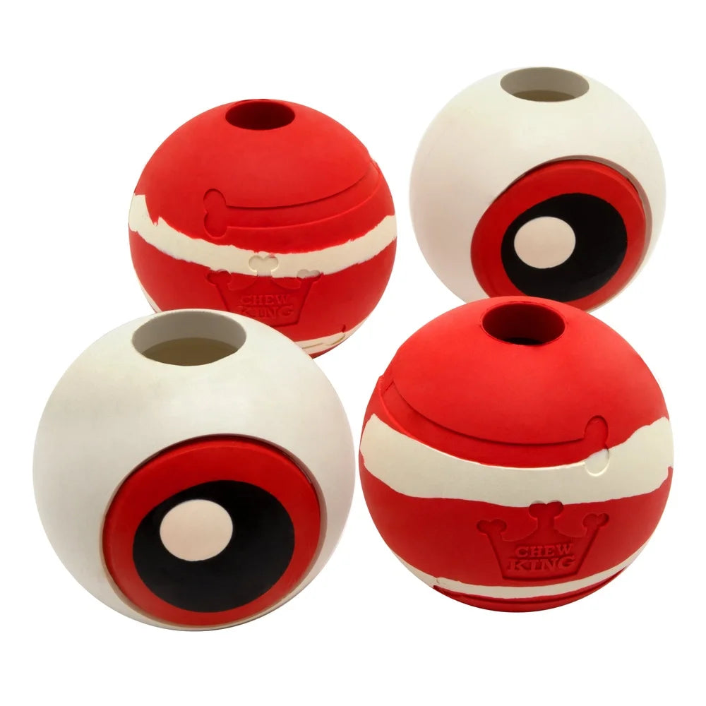 Durable Natural Rubber Fetch Balls Dogs 3 Inch 4 Pack Treat Dispensing Chew Toys