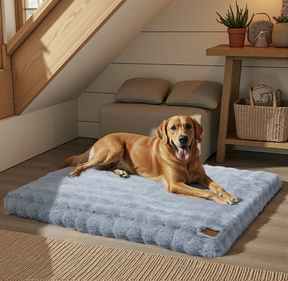Fluffy Dog Crate Bed for Extra Large Dogs, Calming Anti Anxiety Dog Bed, Washable Soft Warm Crate