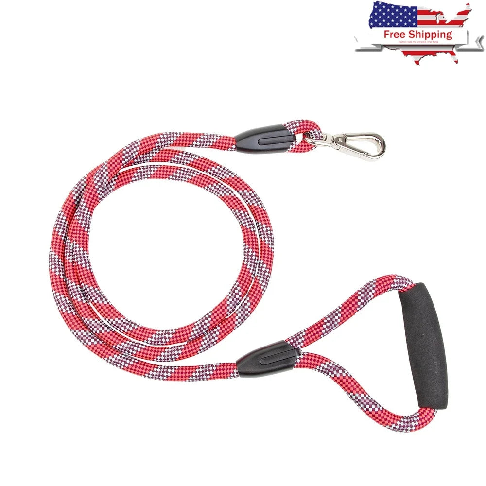Heavy Duty Reflective Dog Leash. 6Ft Padded Handle Red Rope Medium Large  Evening Walks Durable Clip
