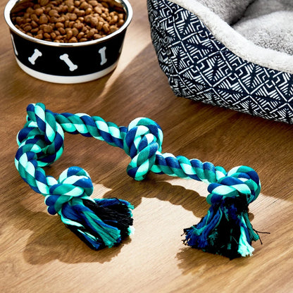 Durable 21" 4 Knot Rope Chew Toy Interactive Tugging Fetching Playtime Healthy Exercise Medium Large Breeds