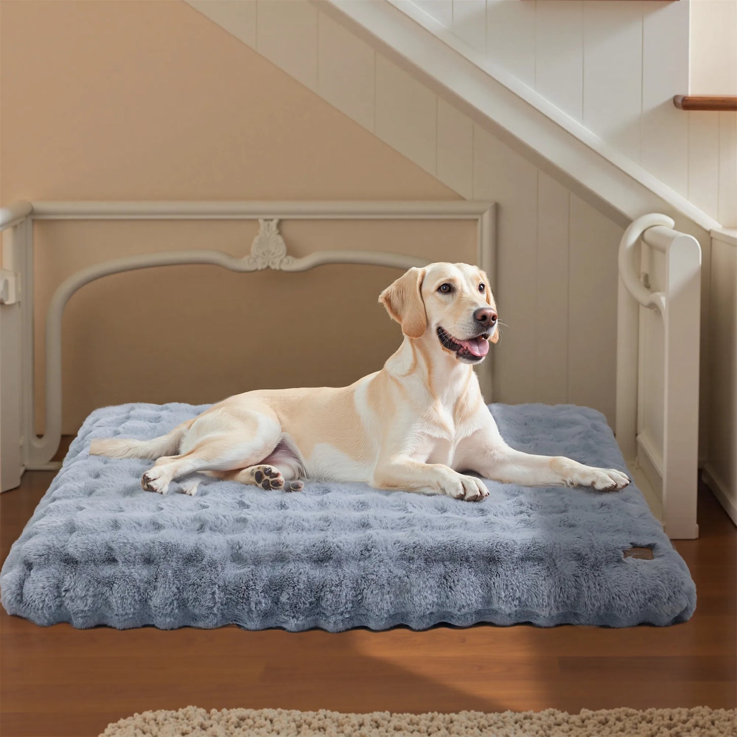 Fluffy Dog Crate Bed for Extra Large Dogs, Calming Anti Anxiety Dog Bed, Washable Soft Warm Crate