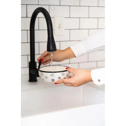 Dog Faces Ceramic Bowl - 2 Cup Capacity Food and, Microwave Dishwasher Safe,