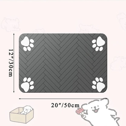 Feeding Placemat for Food and Water Bowl, with Waterproof Rubber Backing, Quick Dry Water Mat for Dog Cat