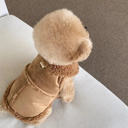 Classic Solid Color Dog Vest Autumn Winter Wool Warm Small Medium-sized Jacket Vest With Traction Buckle