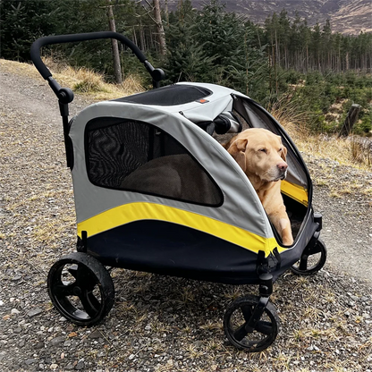 Premium Dog Stroller Pram 4 Wheel Foldable Cart Travel Walk Pet Jogger Wagon for Small Medium Large Dogs