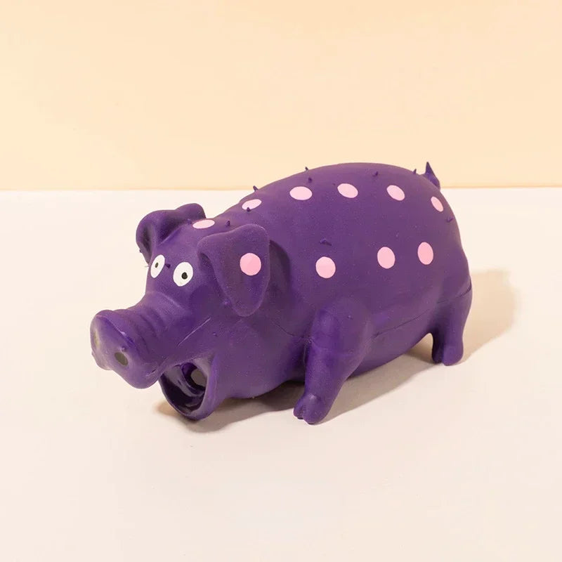 This squeaky pig dog toy is made of durable latex rubber, perfect for chewing, fetching, and interactive play that keeps your pup entertained and happy.