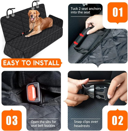 Dog Car Seat Cover, Back Seat Cover for Dogs  Waterproof Bench Seat Cover, Non-Slip
