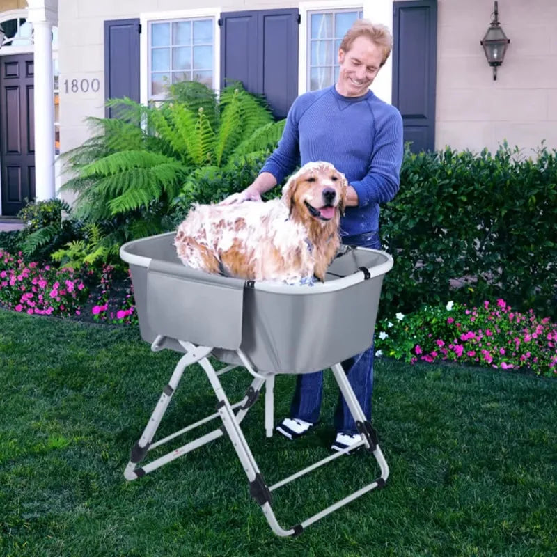 Elevated Dog Bath Tubs Grooming ,Foldable Adjustable, Ideal For Medium To Large