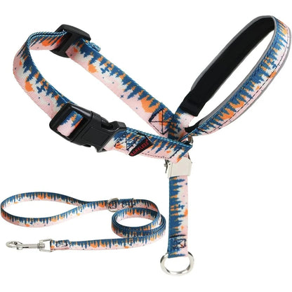Dog Head Collar Anti-Pulling Halter with Leash Adjustable Snout Harness Training Tool