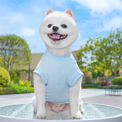 Breathable Cooling Dog T-Shirt with Ice Silk Material for Cats and Puppies - Lightweight and Soft Pet Tank Tops in Contrast