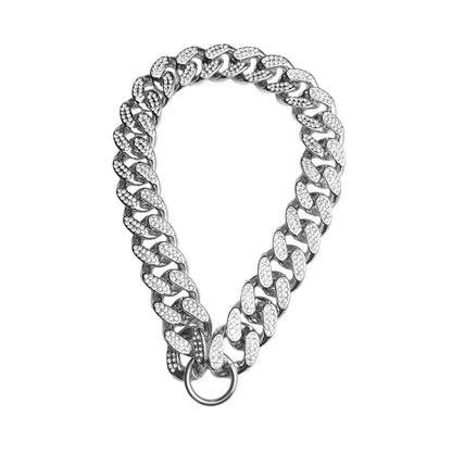 Plastic Dog Collar Chain Diamond Inlay Sparkle Bulldog Necklace