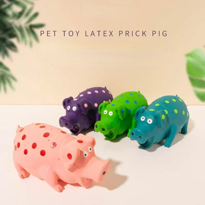 This squeaky pig dog toy is made of durable latex rubber, perfect for chewing, fetching, and interactive play that keeps your pup entertained and happy.