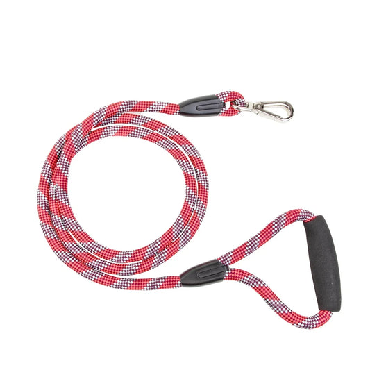Heavy Duty Reflective Dog Leash. 6Ft Padded Handle Red Rope Medium Large  Evening Walks Durable Clip