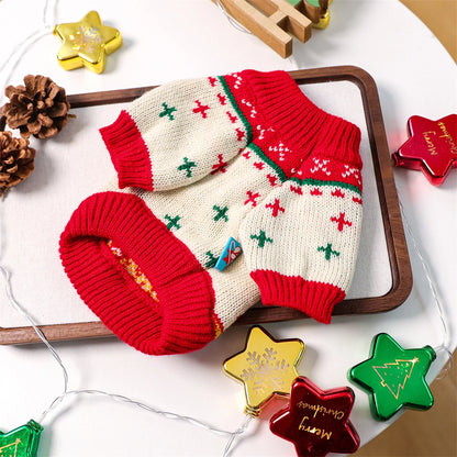 Christmas Reindeer Dog Sweater. Winter Holiday Clothes for Small Dogs Festive Xmas Tree Design Cozy Knit