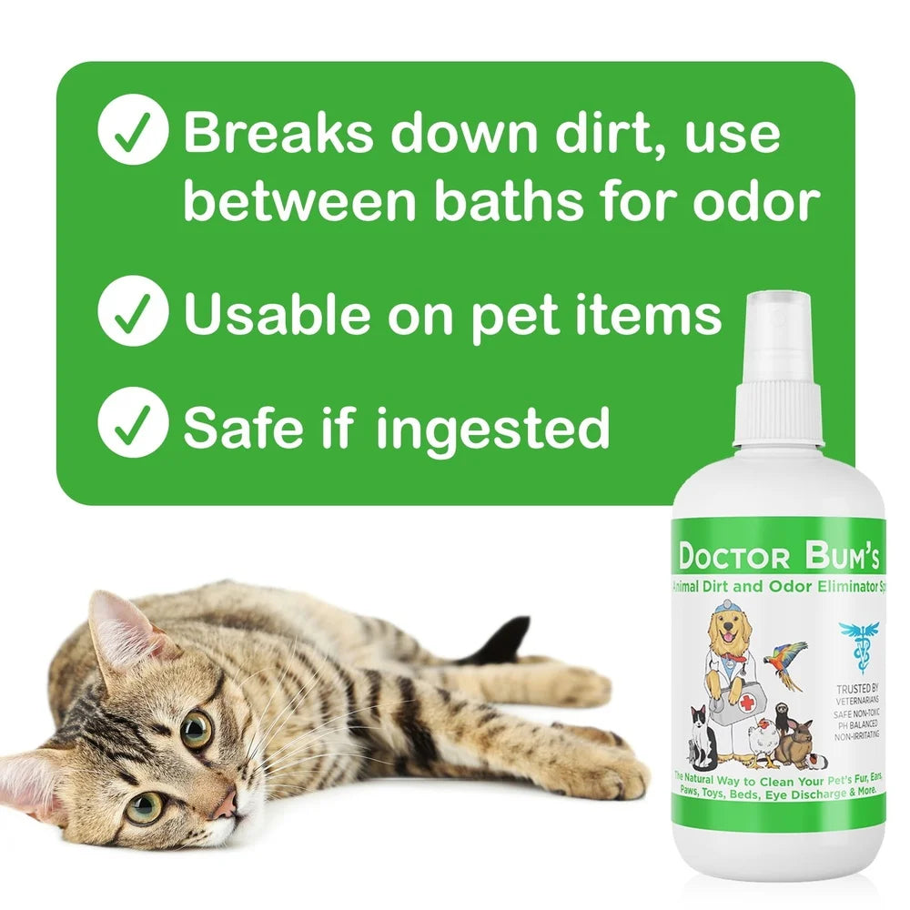 All Natural Pet Odor Eliminator Spray. Dogs Cats Gentle Cleanser Removes Dirt Dander Grime Safe All Pets