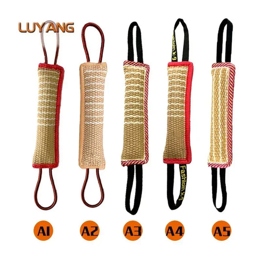 Dog Biting Pillow.  Tug Stick Hemp Training Chewing Durable Linen Molar Clean Teeth Interactive Toys Outdoor 2 Rope