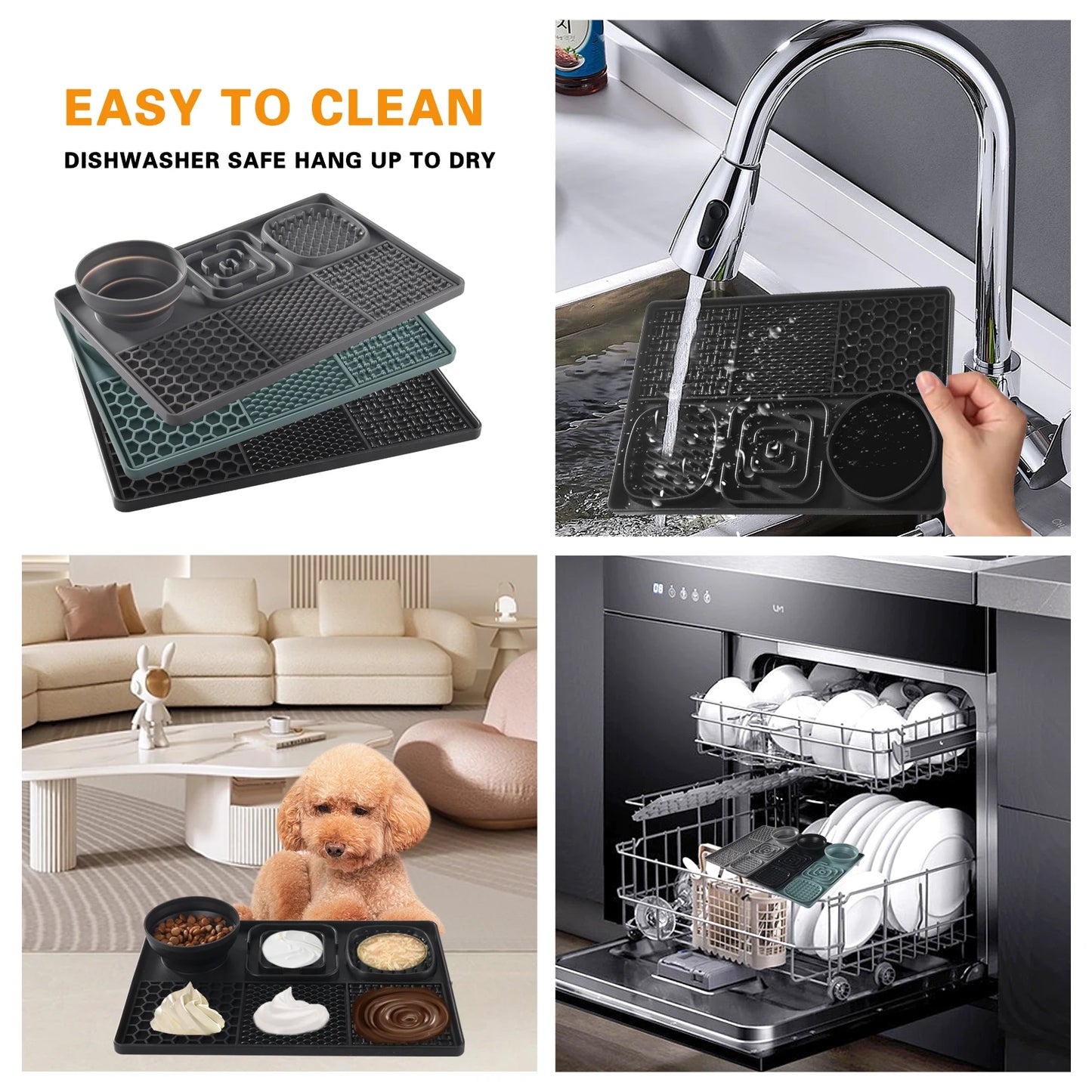 Silicone dog licking pad, slow feeder with suction cup for food and water without BPA