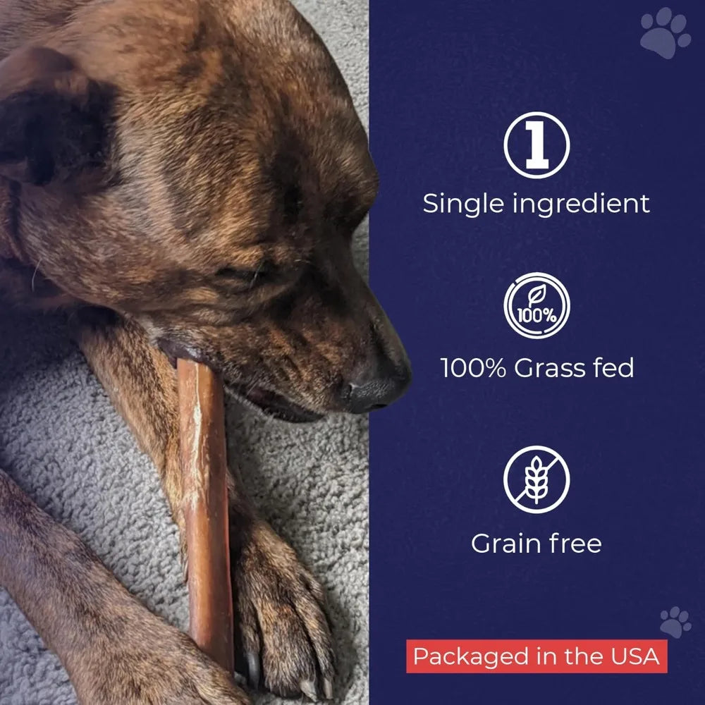Jumbo Bully Sticks – 12 Inch, 6 Pack Dog Chews, 100% Natural, Single Ingredient, Free-Range Grass-Fed Beef – Long Lasting