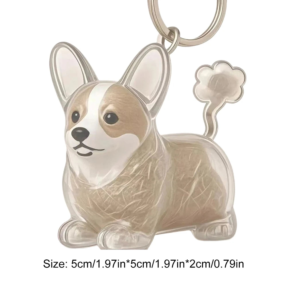 Cartoon Dog Shape Dog Hair Storage Box Transparent Hair Grooming Pet Hair Keychain Pendants or  Backpacks