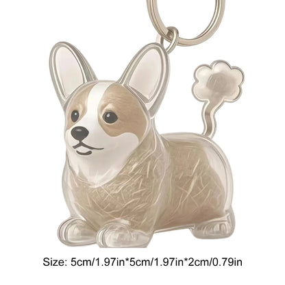 Cartoon Dog Shape Dog Hair Storage Box Transparent Hair Grooming Pet Hair Keychain Pendants or  Backpacks