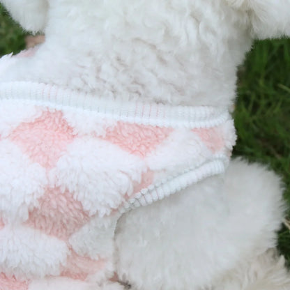 Autumn and winter checkerboard button cardigan with traction button for keeping dogs warm