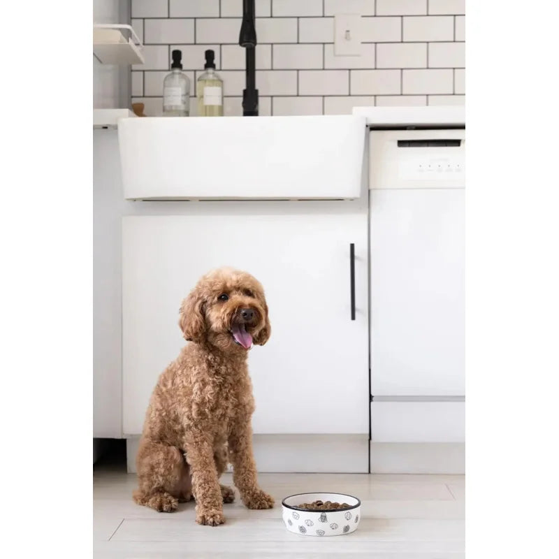 Dog Faces Ceramic Bowl - 2 Cup Capacity Food and, Microwave Dishwasher Safe,