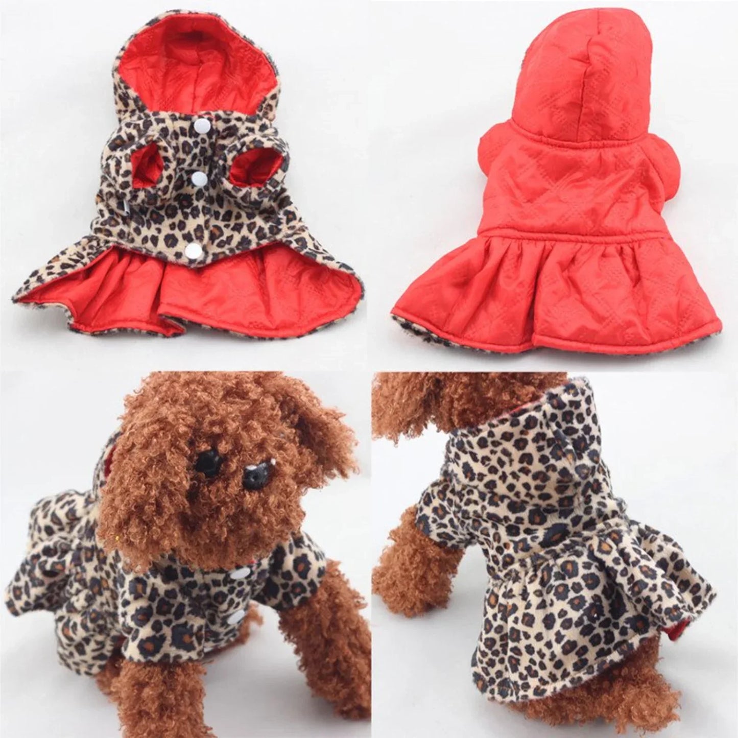 Adorable and Warm Winter Leopard Hoodie Coat for Pets - Stylish Pet Apparel to Keep Your Furry Friend Cozy