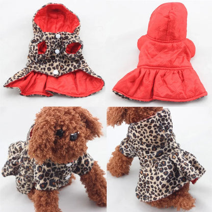 Adorable and Warm Winter Leopard Hoodie Coat for Pets - Stylish Pet Apparel to Keep Your Furry Friend Cozy