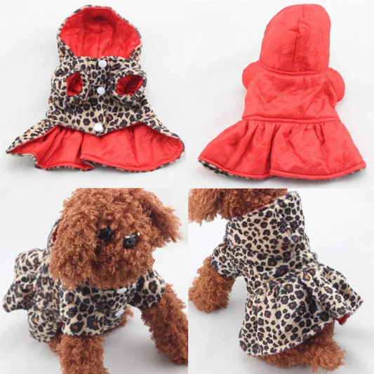 Adorable and Warm Winter Leopard Hoodie Coat for Pets - Stylish Pet Apparel to Keep Your Furry Friend Cozy