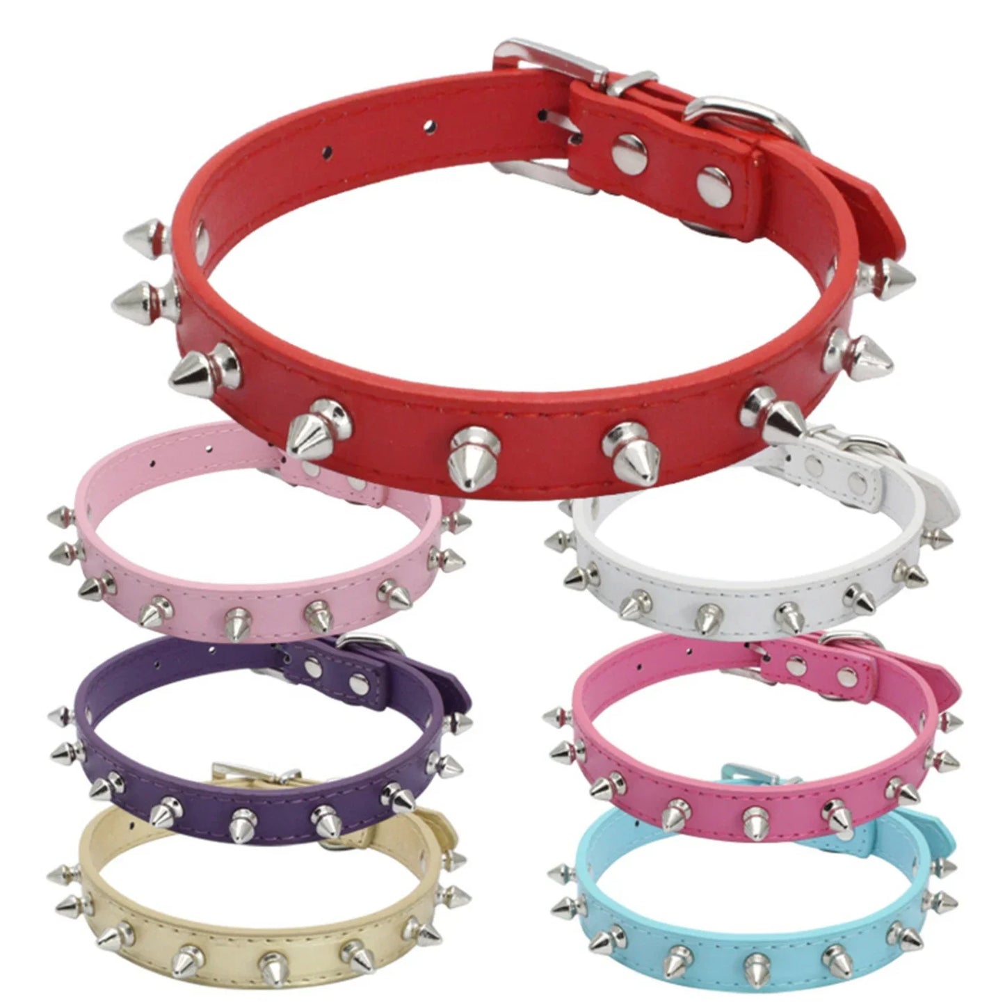 1pc Cool Collar Leather, Spiked Studded, Small Medium Colorful Pets Necklace