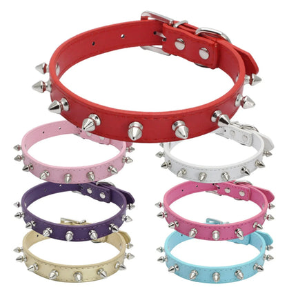 1pc Cool Collar Leather, Spiked Studded, Small Medium Colorful Pets Necklace