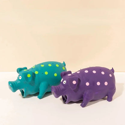 This squeaky pig dog toy is made of durable latex rubber, perfect for chewing, fetching, and interactive play that keeps your pup entertained and happy.