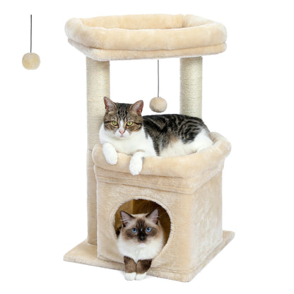 This Cat Tree Tower is designed for 1–2 indoor cats to play, rest, and climb in comfort. Featuring a cozy condo, wide top perch, natural sisal posts, soft plush fabric, and a playful pom-pom, it’s the perfect all-in-one s