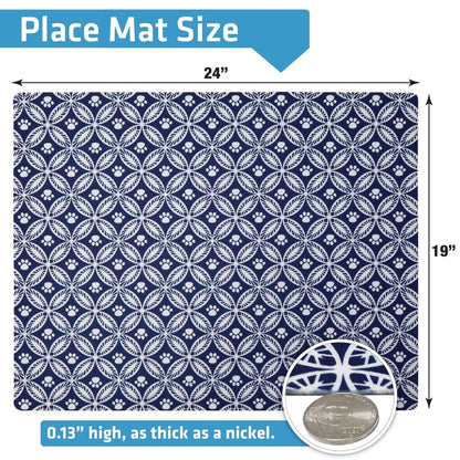 Waterproof Dog Food Mat Slip-Resistant Stain Resistant Absorbent Feeding Mat Machine Washable Protects Floors Durable 19x24in