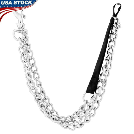 5ft Steel Chain Dog Leash with Nylon Handle Medium Large Pets Durable 4mm Welded Links Comfortable Control