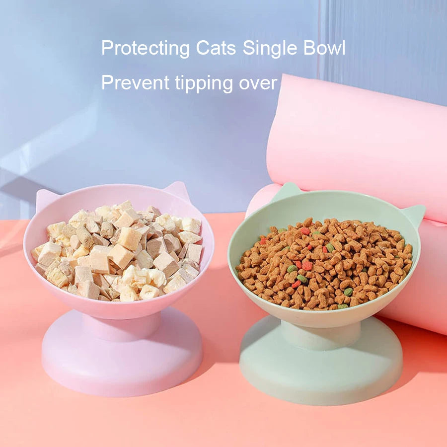 Pet feeding and drinking bowl, high footed slanted mouth bowl,