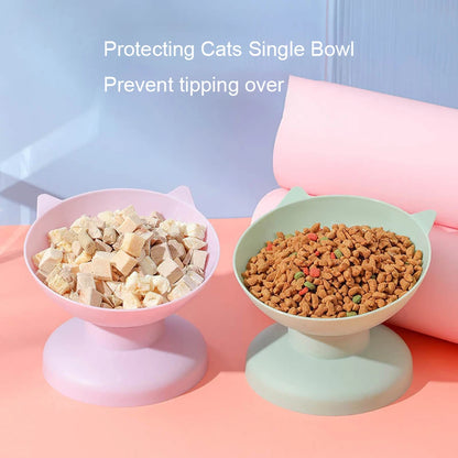 Pet feeding and drinking bowl, high footed slanted mouth bowl,
