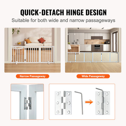 Free Standing Dog Gate  3 Panels Foldable for Narrow Passageways Expandable Dog Barrier