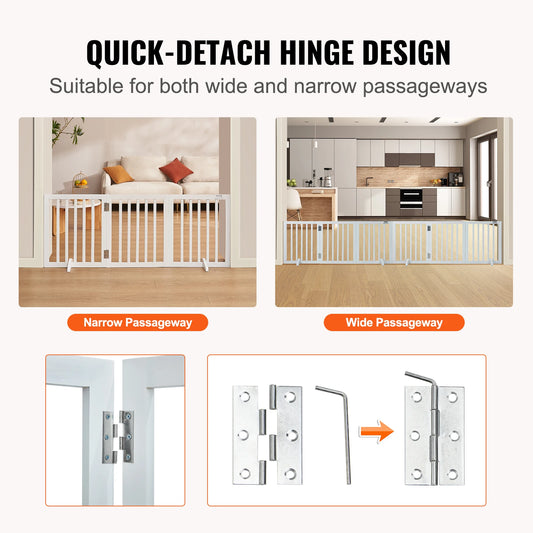 Free Standing Dog Gate  3 Panels Foldable for Narrow Passageways Expandable Dog Barrier