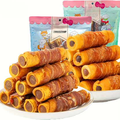 Chicken Wrapped Cowhide Chocolate Stick, Meat Dog Snacks, Made From Chicken Meat And Beef Skin, Beef Stuffing