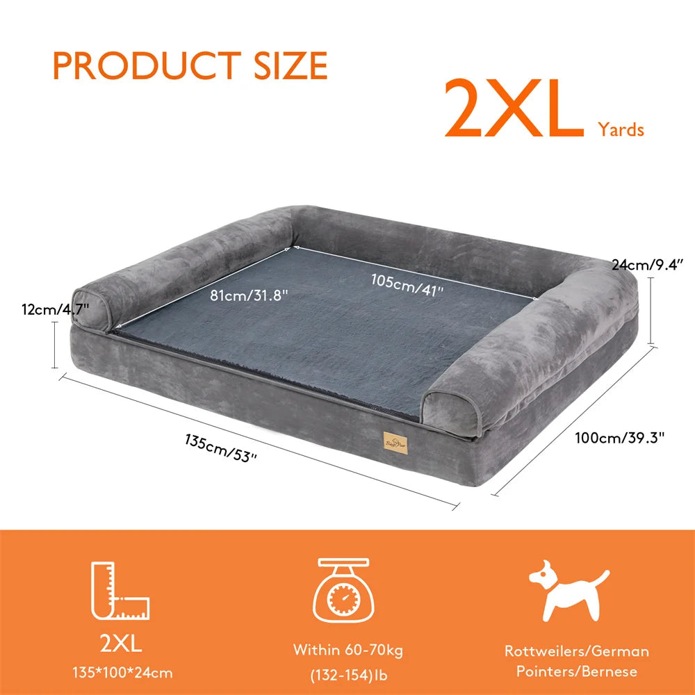 XXXL Large Calming Dog Bed. Orthopedic Memory Foam. Sofa Couch Waterproof Removable Cover Plush Mat