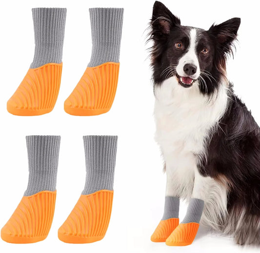 4Pcs Outdoor Dog Boots  Paw Protector Comfortable Waterproof Shoes Anti-slip Boots For Small Medium Large Dogs